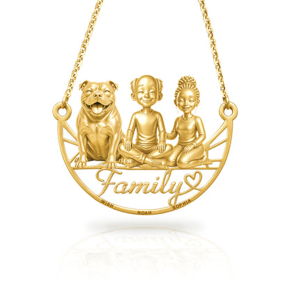 Soulyshine American Bully family and dog handcrafted necklace