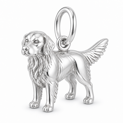 Golden Retriever — Standing Dog Charm and Polyester Cord Bracelet Set — Silver