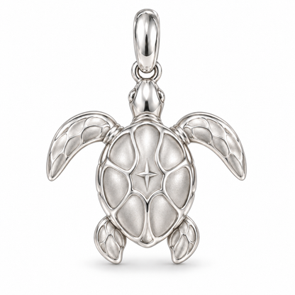 Sea Turtle charm front view in Silver Plated finish on white background