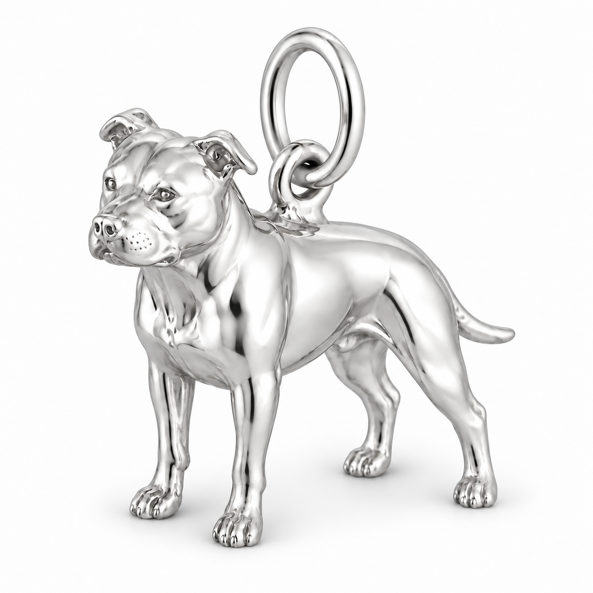 Pit Bull — Standing Dog Charm and Polyester Cord Bracelet Set — Silver