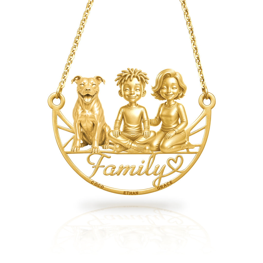Soulyshine AmStaff family and dog handcrafted necklace