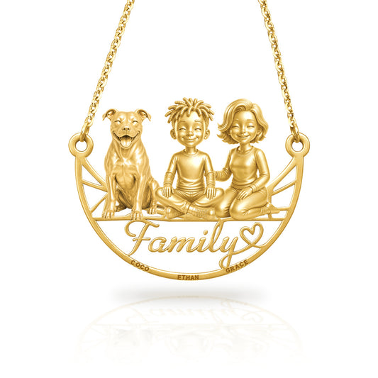 Soulyshine AmStaff family and dog handcrafted necklace