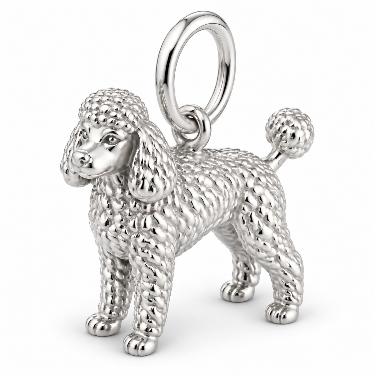 Polished silver dog charm – Poodle - miniature