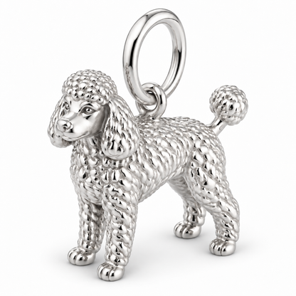 Polished silver dog charm – Poodle - miniature