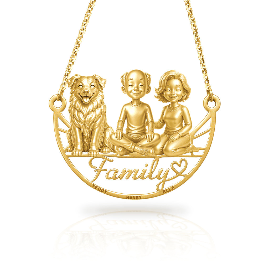 Soulyshine Australian Shepherd family and dog handcrafted necklace