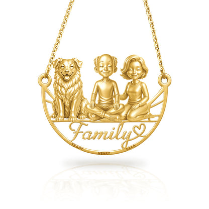 Soulyshine Australian Shepherd family and dog handcrafted necklace