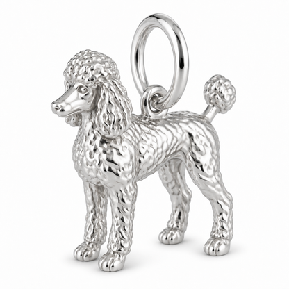 Poodle - standard — Standing Dog Charm and Polyester Cord Bracelet Set — Silver