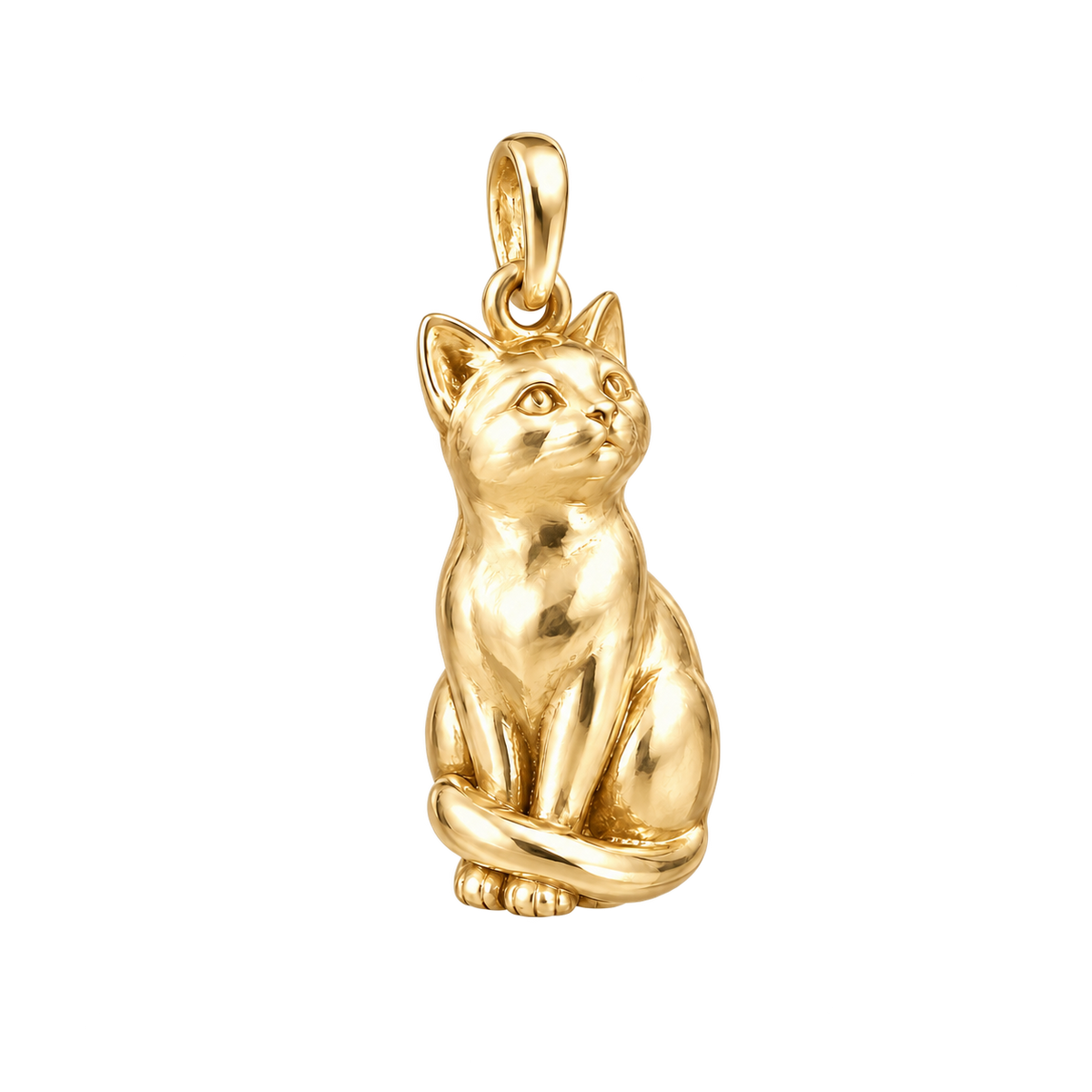 Domestic Shorthair — Always Close Seated Cat Charm and Polyester Cord Bracelet Set — Gold