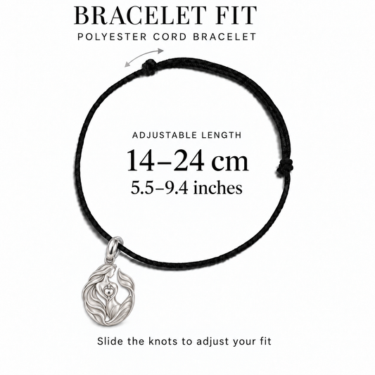 Mermaid polyester cord bracelet adjustable fit 14–24 cm