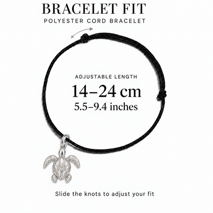 Sea Turtle polyester cord bracelet adjustable fit 14–24 cm