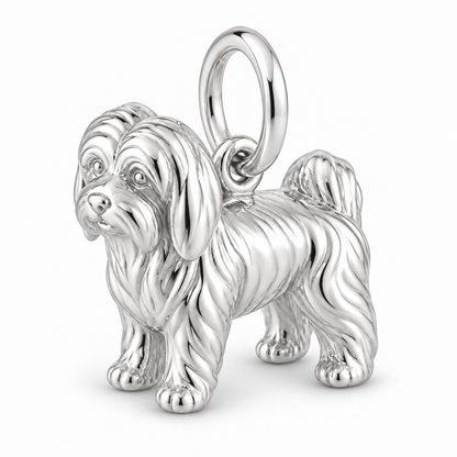 Polished silver dog charm – Maltese - puppy cut