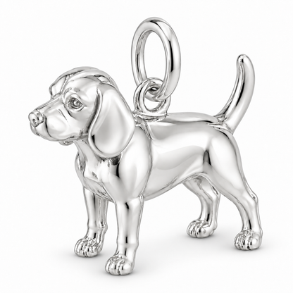 Beagle — Standing Dog Charm and Polyester Cord Bracelet Set — Silver