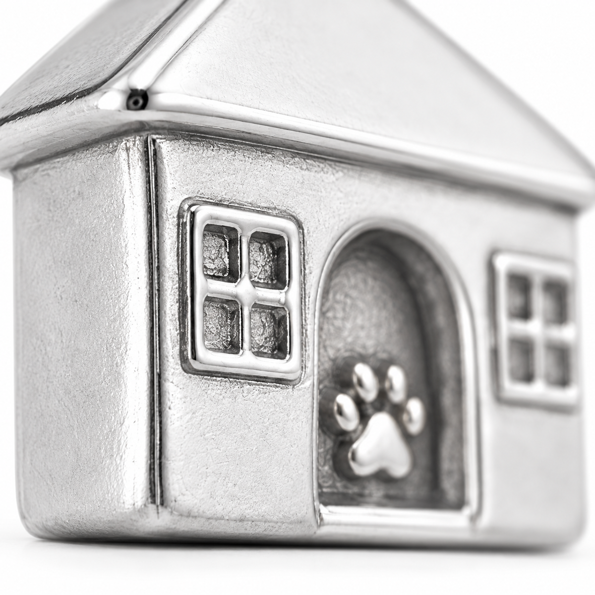 Super macro surface detail of Safe at Home Charm from a low oblique angle