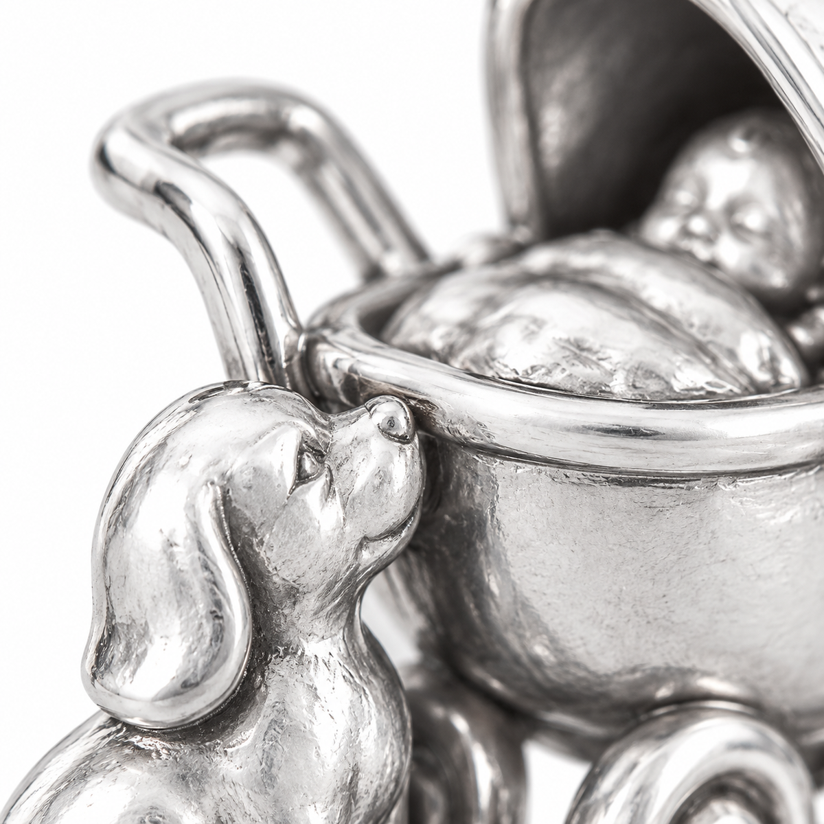 Super macro surface detail of New Beginnings Charm from a low oblique angle