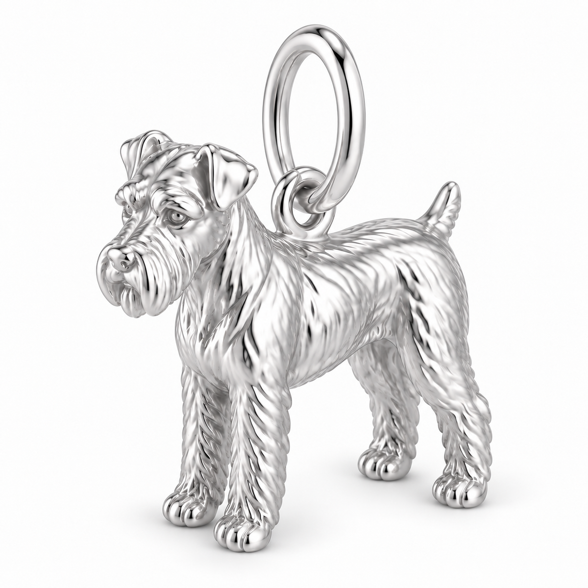Polished silver dog charm – Schnauzer - Standard, natural ears
