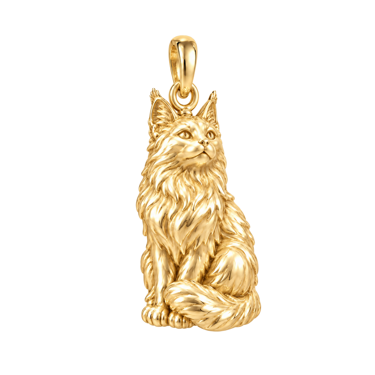 Maine Coon — Always Close Seated Cat Charm and Polyester Cord Bracelet Set — Gold