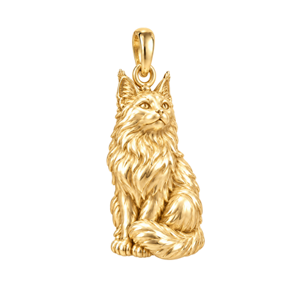 Maine Coon — Always Close Seated Cat Charm and Polyester Cord Bracelet Set — Gold