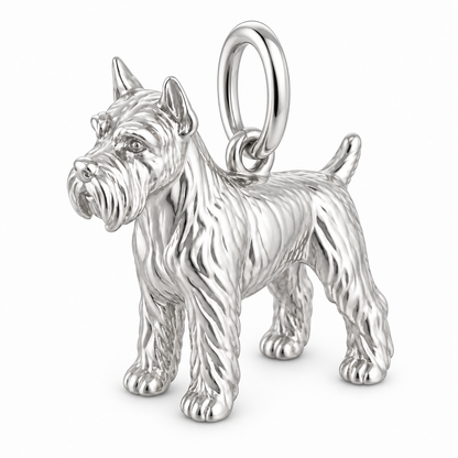 Polished silver dog charm – Schnauzer - Giant
