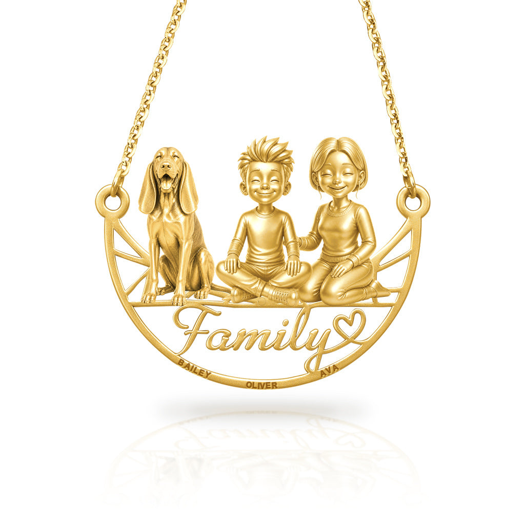 Soulyshine Black and Tan Coonhound family and dog handcrafted necklace