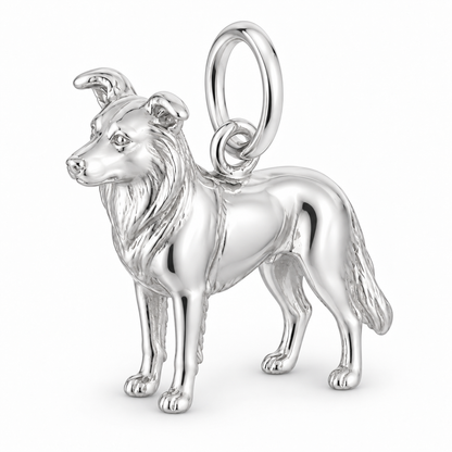 Polished silver dog charm – Border Collie - smooth coat