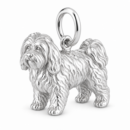 Havanese — Standing Dog Charm and Polyester Cord Bracelet Set — Silver