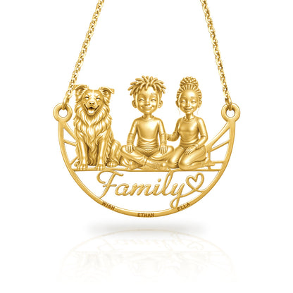 Soulyshine Border Collie rough coat family and dog handcrafted necklace