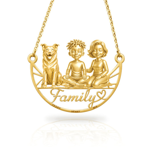 Soulyshine Border Collie smooth coat family and dog handcrafted necklace