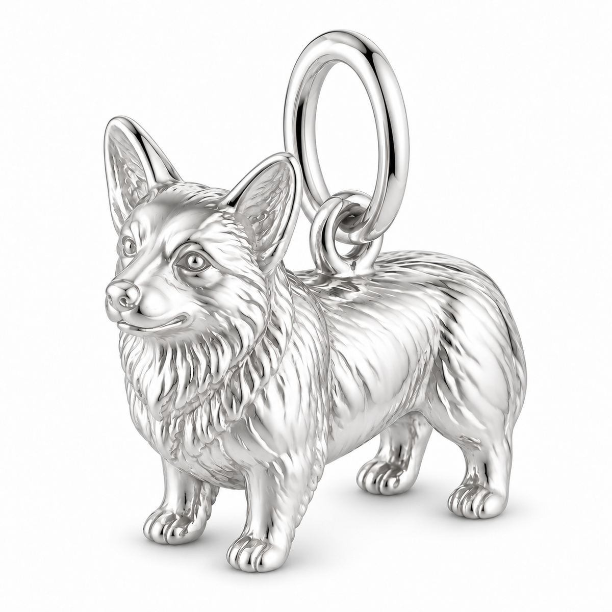 Polished silver dog charm – Corgi - Pembroke