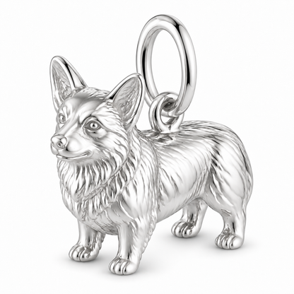 Polished silver dog charm – Corgi - Pembroke