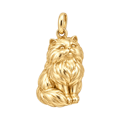 Persian — Always Close Seated Cat Charm and Polyester Cord Bracelet Set — Gold