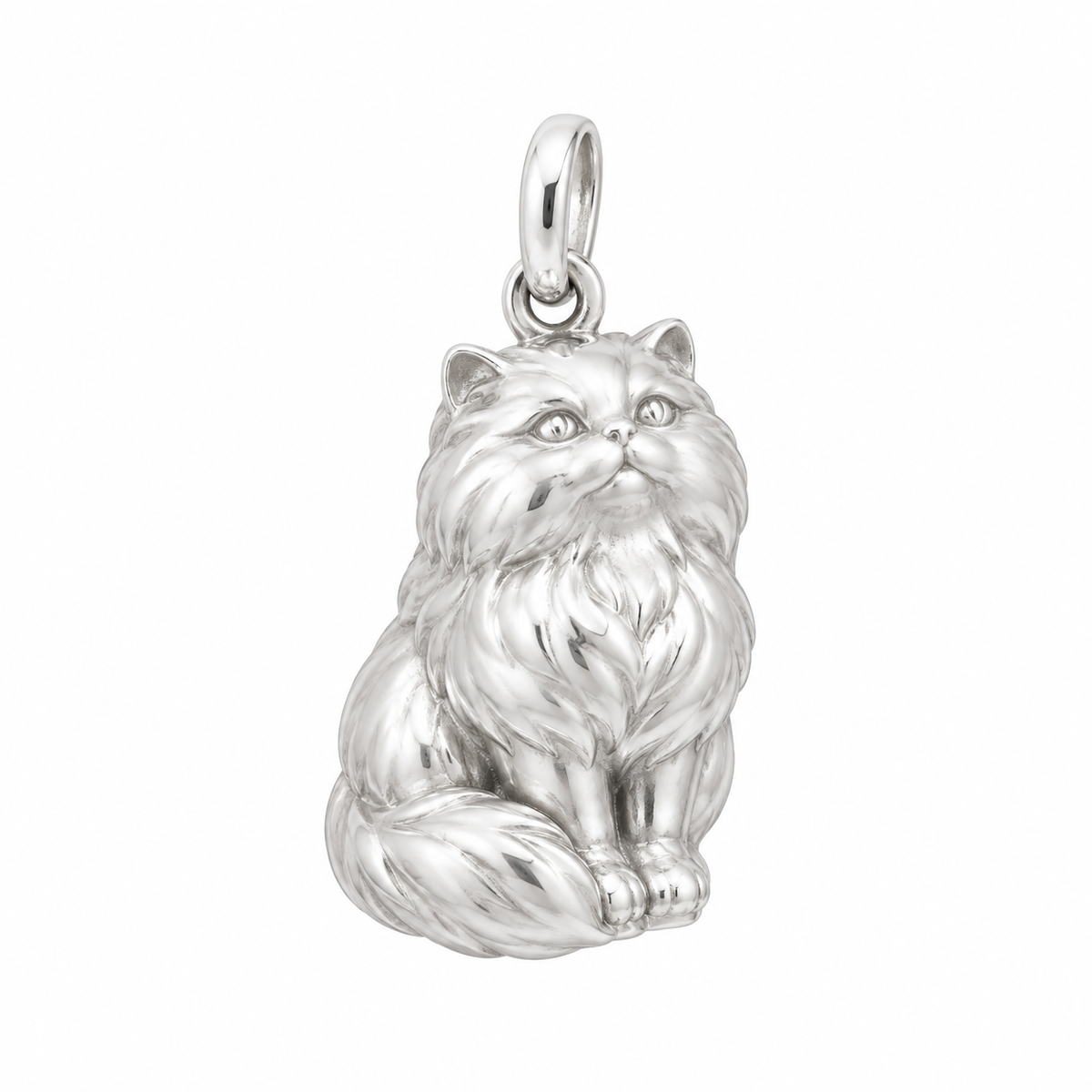 Persian — Always Close Seated Cat Charm and Polyester Cord Bracelet Set — Silver