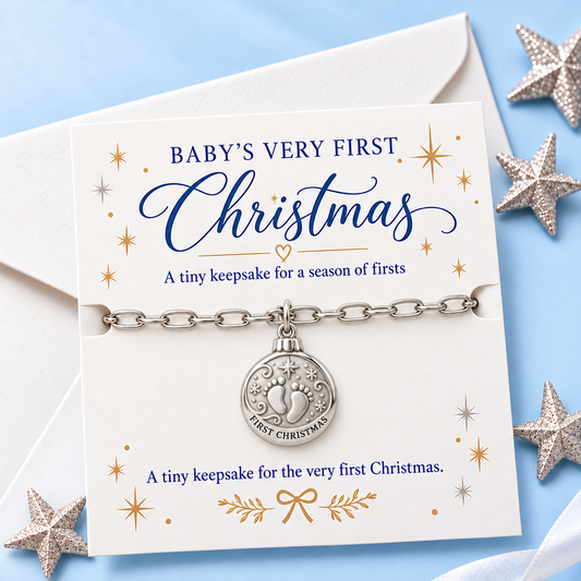 Baby's First Christmas — First Christmas Ornament Charm and Polyester Cord Bracelet Set