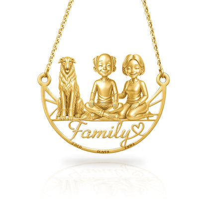 Soulyshine Borzoi family and dog handcrafted necklace
