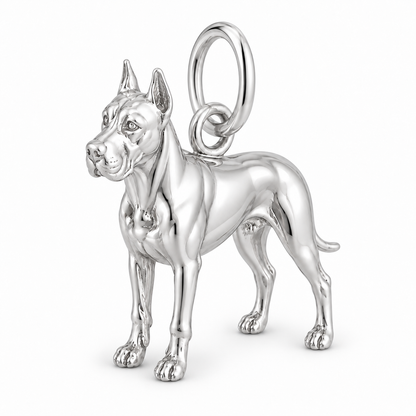 Polished silver dog charm – Great Dane - cropped ears