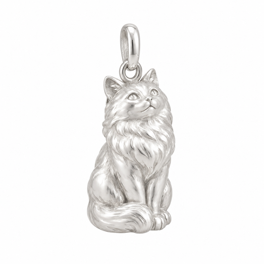 Ragdoll — Always Close Seated Cat Charm and Polyester Cord Bracelet Set — Silver