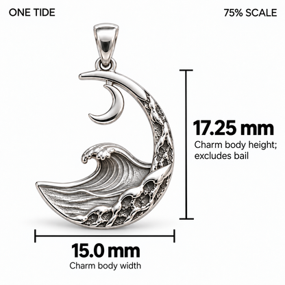 One Tide charm dimensions: 15 mm wide and 17.25 mm high excluding bail