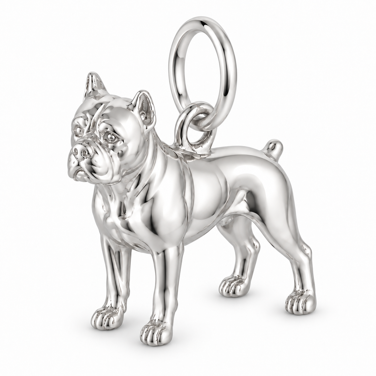 Polished silver dog charm – Cane Corso
