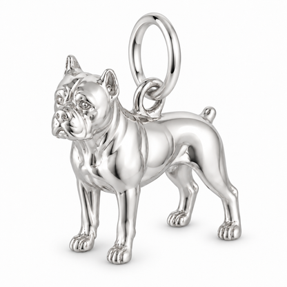 Polished silver dog charm – Cane Corso
