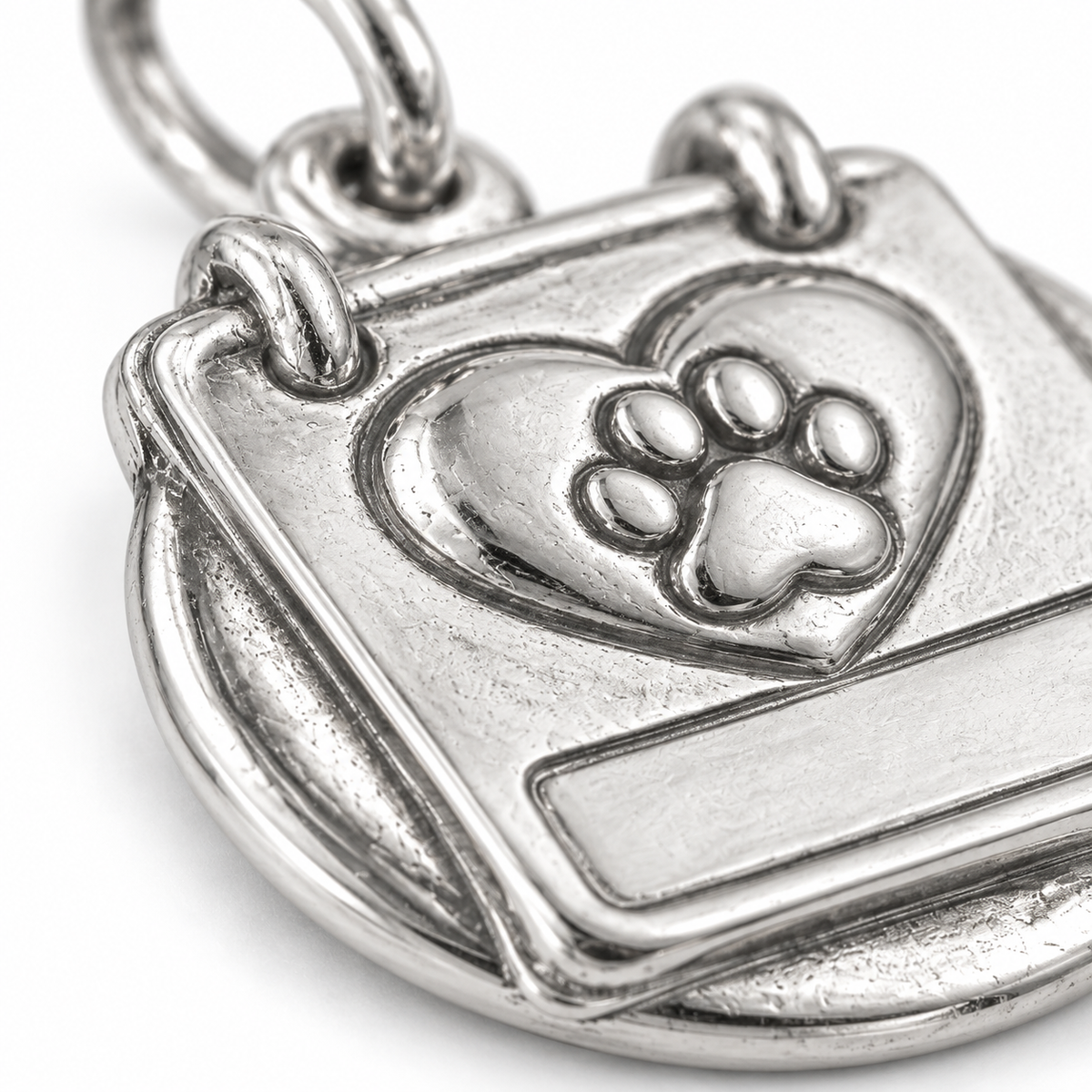 Super macro surface detail of The Day We Met Charm from a low oblique angle