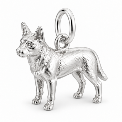 Australian Cattle Dog — Standing Dog Charm and Polyester Cord Bracelet Set — Silver