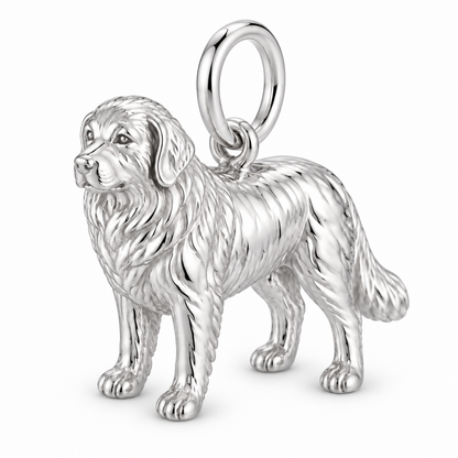 Polished silver dog charm – Great Pyrenees