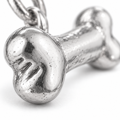 Super macro surface detail of Favorite Bone Charm from a low oblique angle