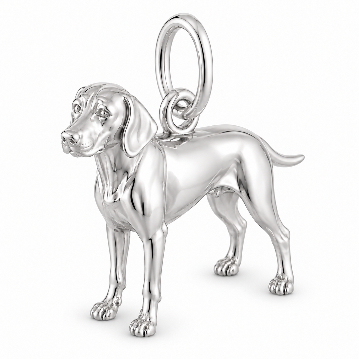 Polished silver dog charm – Weimaraner