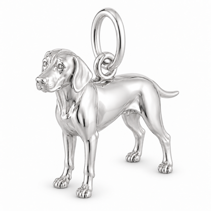 Polished silver dog charm – Weimaraner