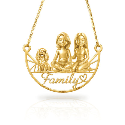 Soulyshine Cavalier King Charles Spaniel family and dog handcrafted necklace