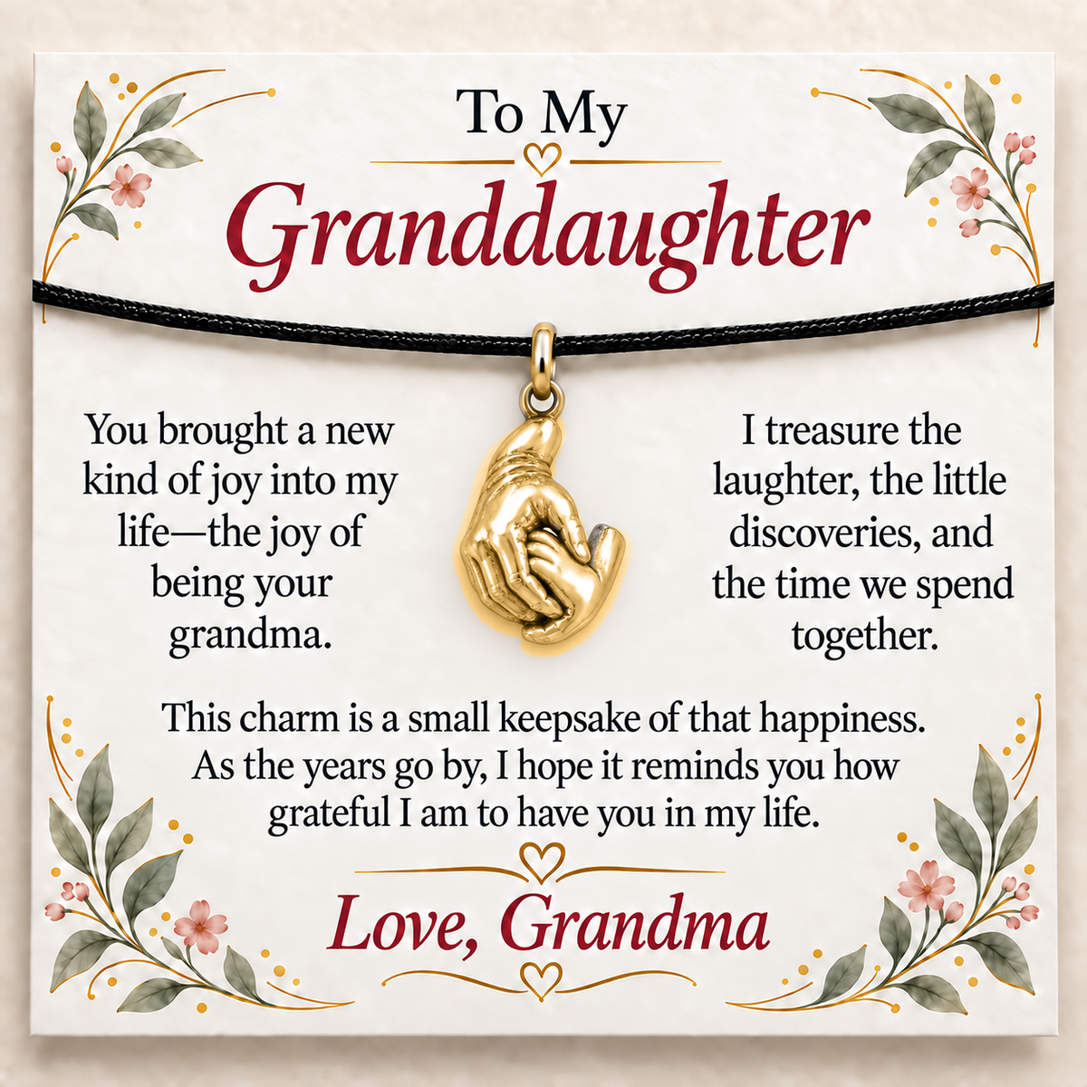 Grandma's Holding Hands Charm: Joy That Stays — Main image, gold finish