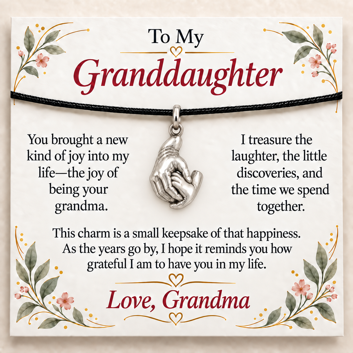 Grandma's Holding Hands Charm: Joy That Stays — Main image, silver finish