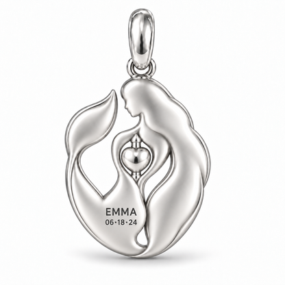Mermaid charm back engraving personalized with a name and date
