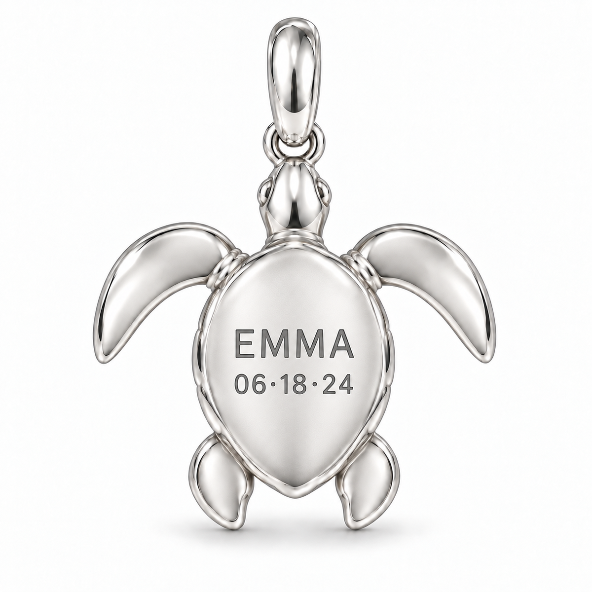 Sea Turtle charm back engraving personalized with a name and date