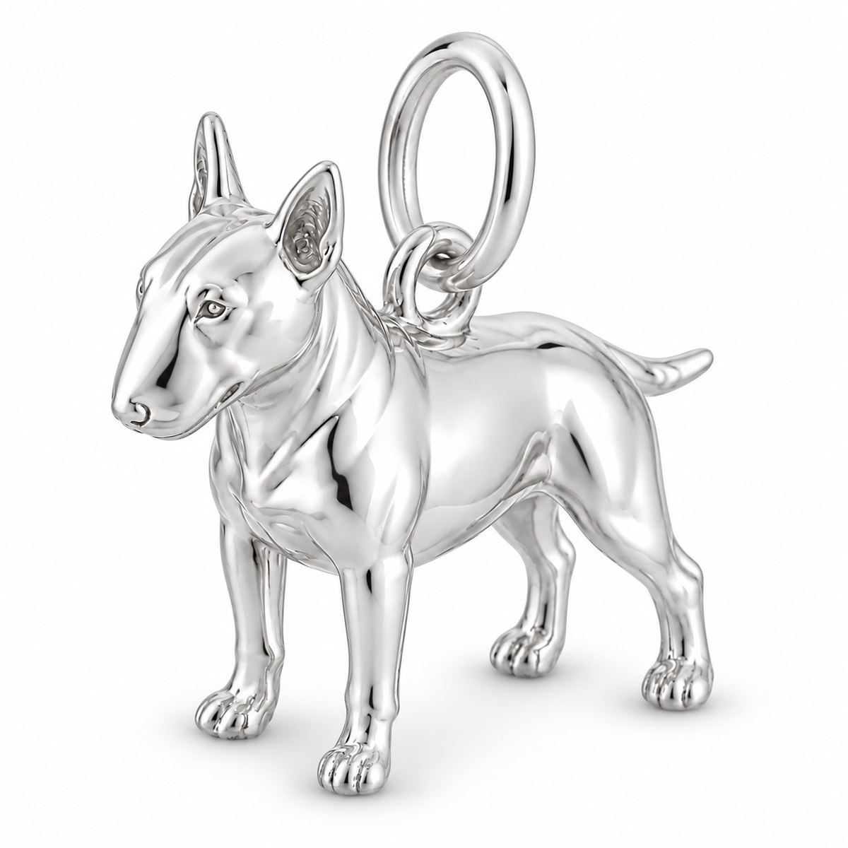 Polished silver dog charm – Bull Terrier